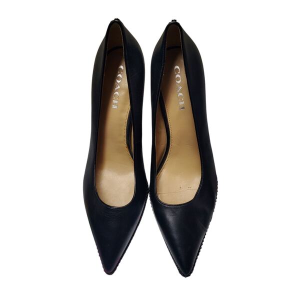 Coach Waverly Leather Pumps w/ Bead Chain Accents - Women's Size 10 - Picture 4 of 10